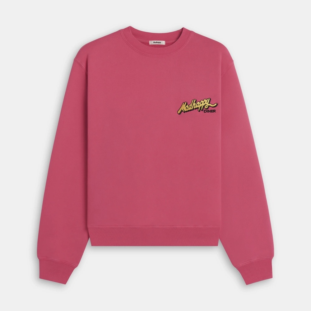 Madhappy Pink Crewneck Sweatshirt with Yellow Logo